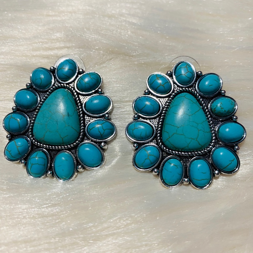 Turquoise Beaded Post Earrings